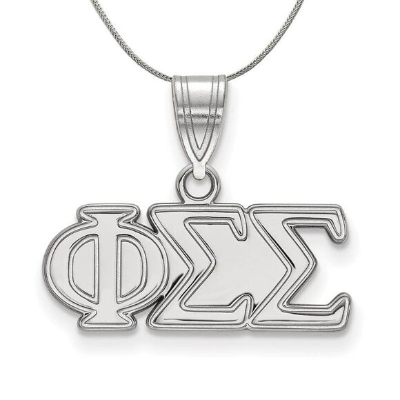Sterling Silver Phi Sigma Sigma Medium Greek Necklace - 24 Inch - Picture 1 of 8